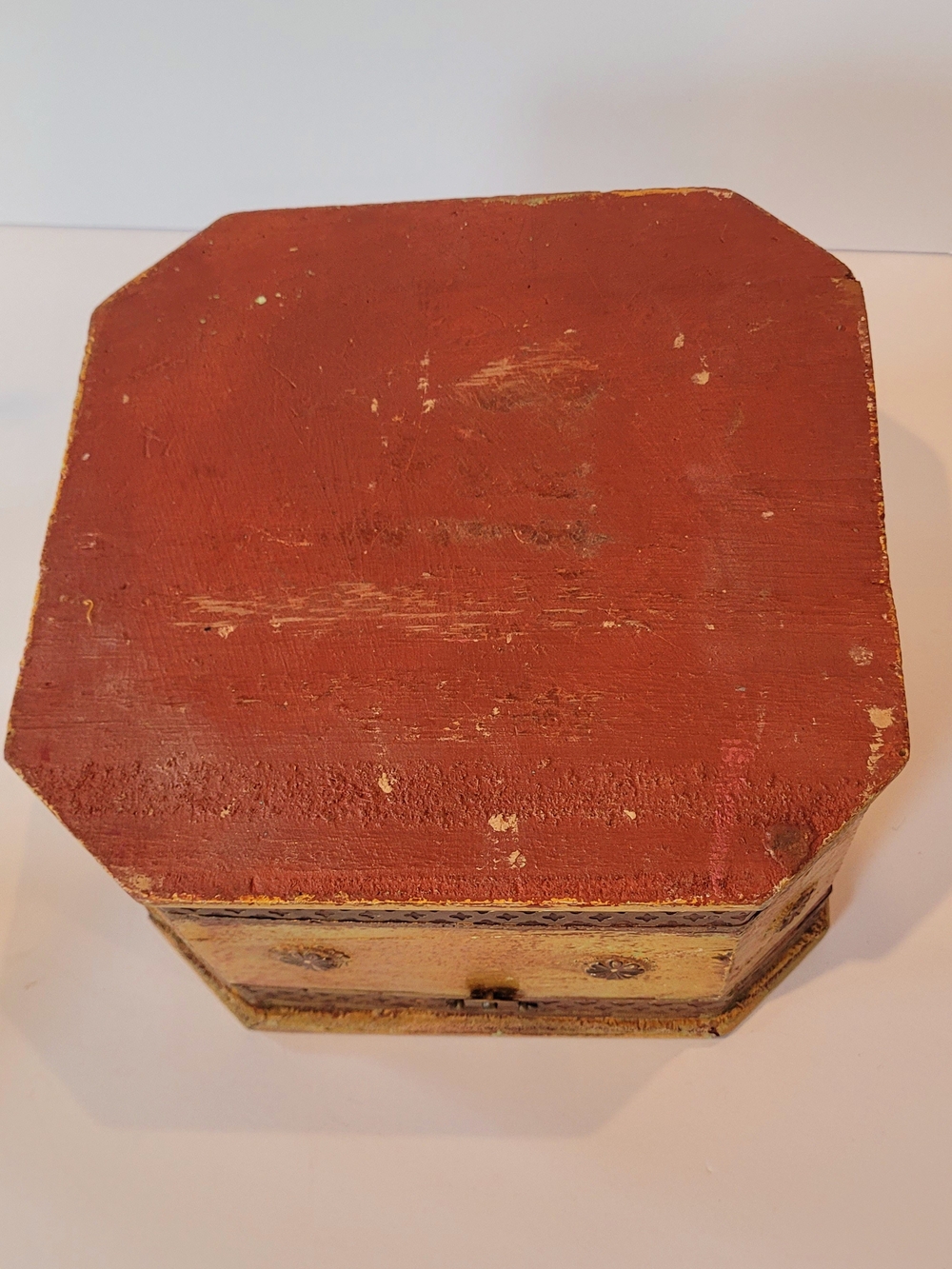Handcrafted Octagonal Decorative Wooden Box Vintage - Picture 4 of 5